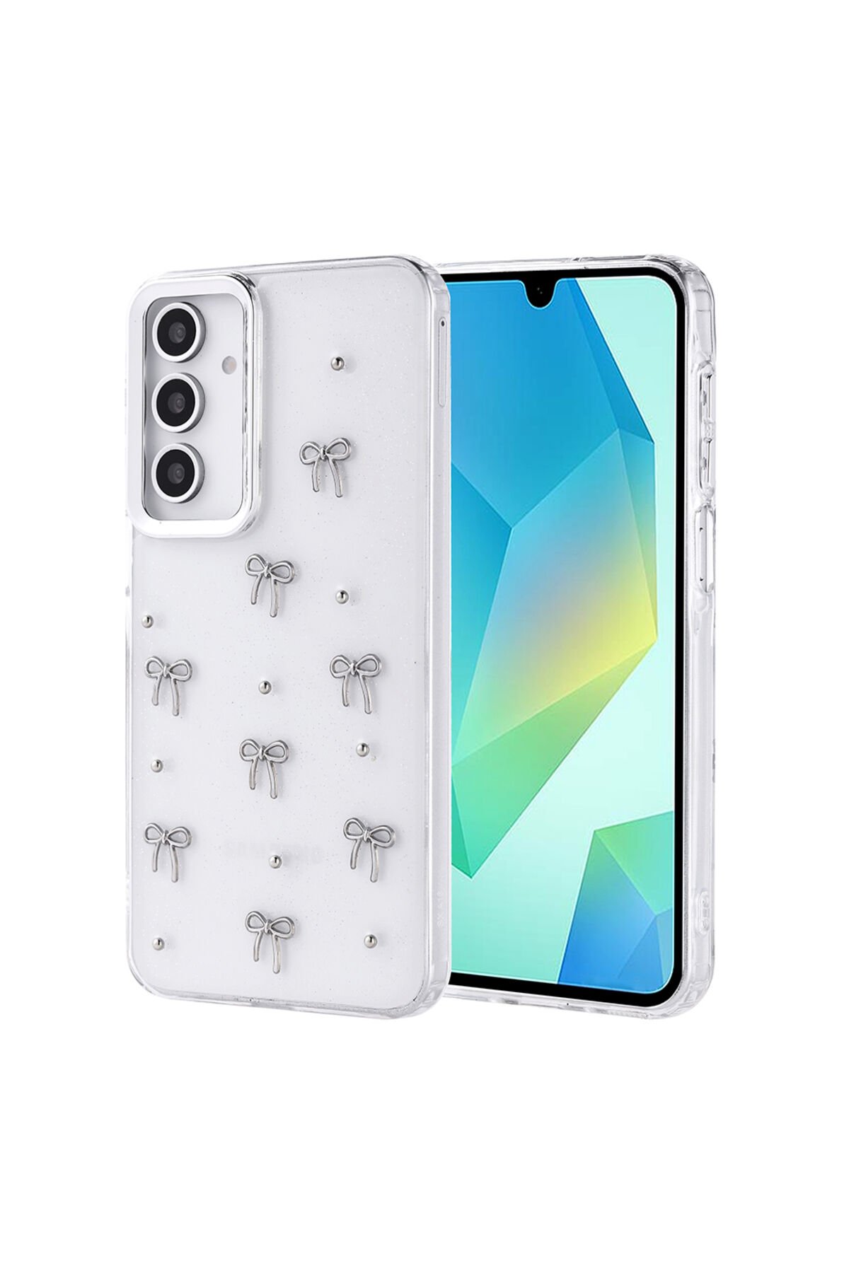 Galaxy A16 Kılıf Airbag Tasarımlı Simli Şeffaf SBT Kutup Kapak - Fiyonk