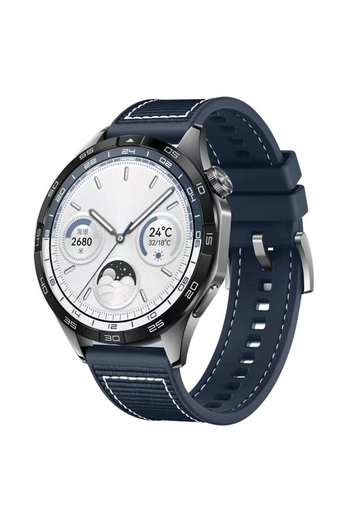 Huawei GT2 46mm Uyumlu BSAY- KRD-102 22mm Silikon Kordon-Siyah Mavi