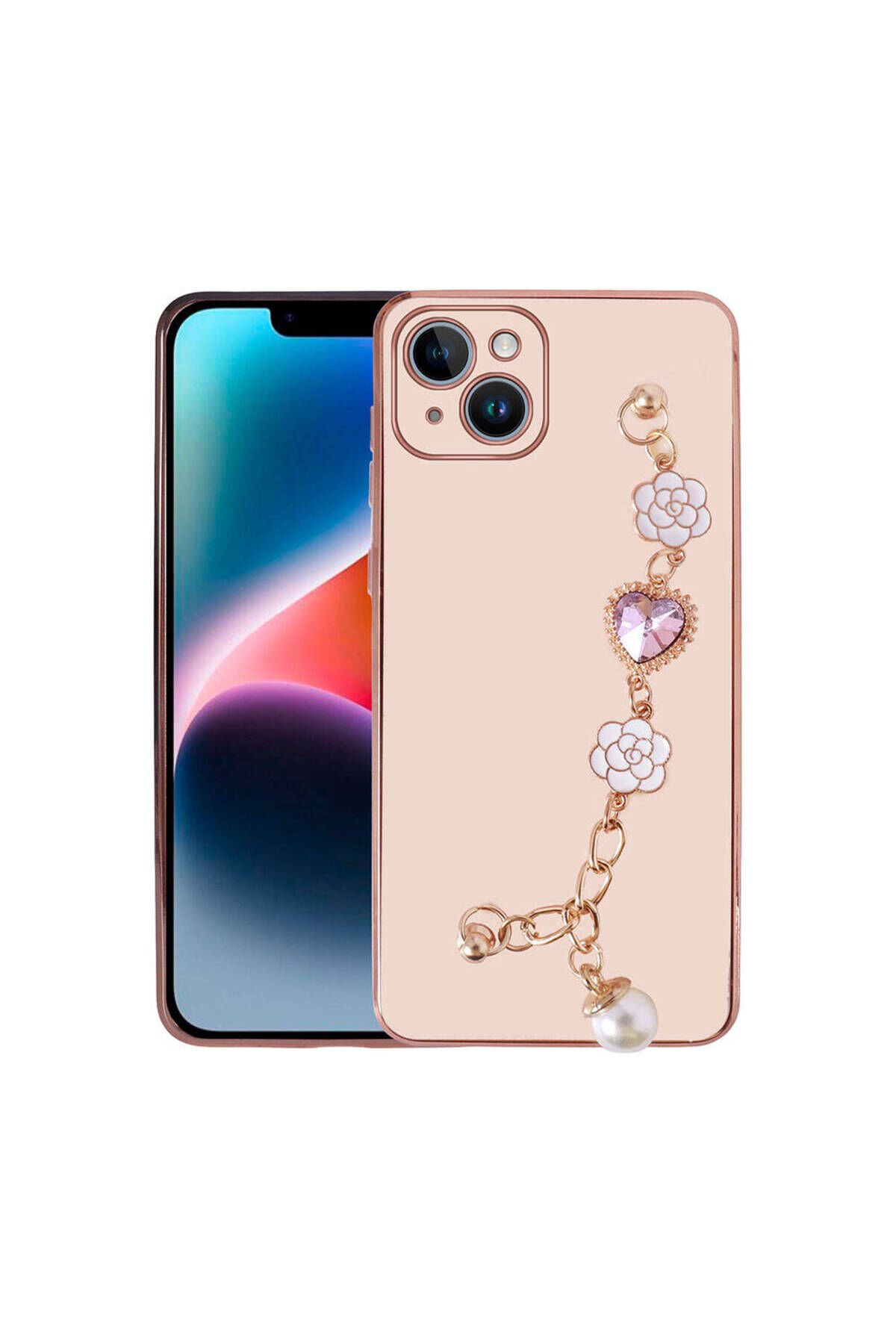 iPhone 15 BSAY El Tutamaçlı Kamera Korumalı BSAY Taka Silikon Kılıf-Mor Pembe