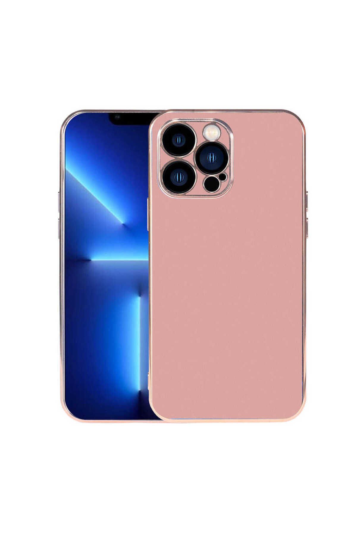 iPhone 13 Pro Uyumlu BSAY Viyana Kılıf-Saks Mavi Rose Gold