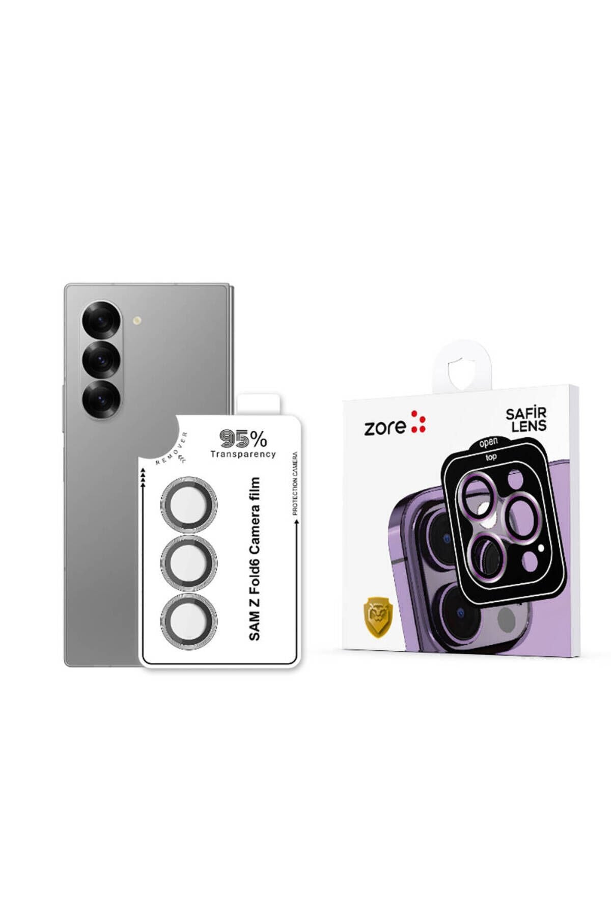 Galaxy Z Fold 6 BSAY CL-11 Safir Parmak İzi Bırakmayan Anti-Reflective Kamera Lens Koruyucu-Gümüş Gümüş