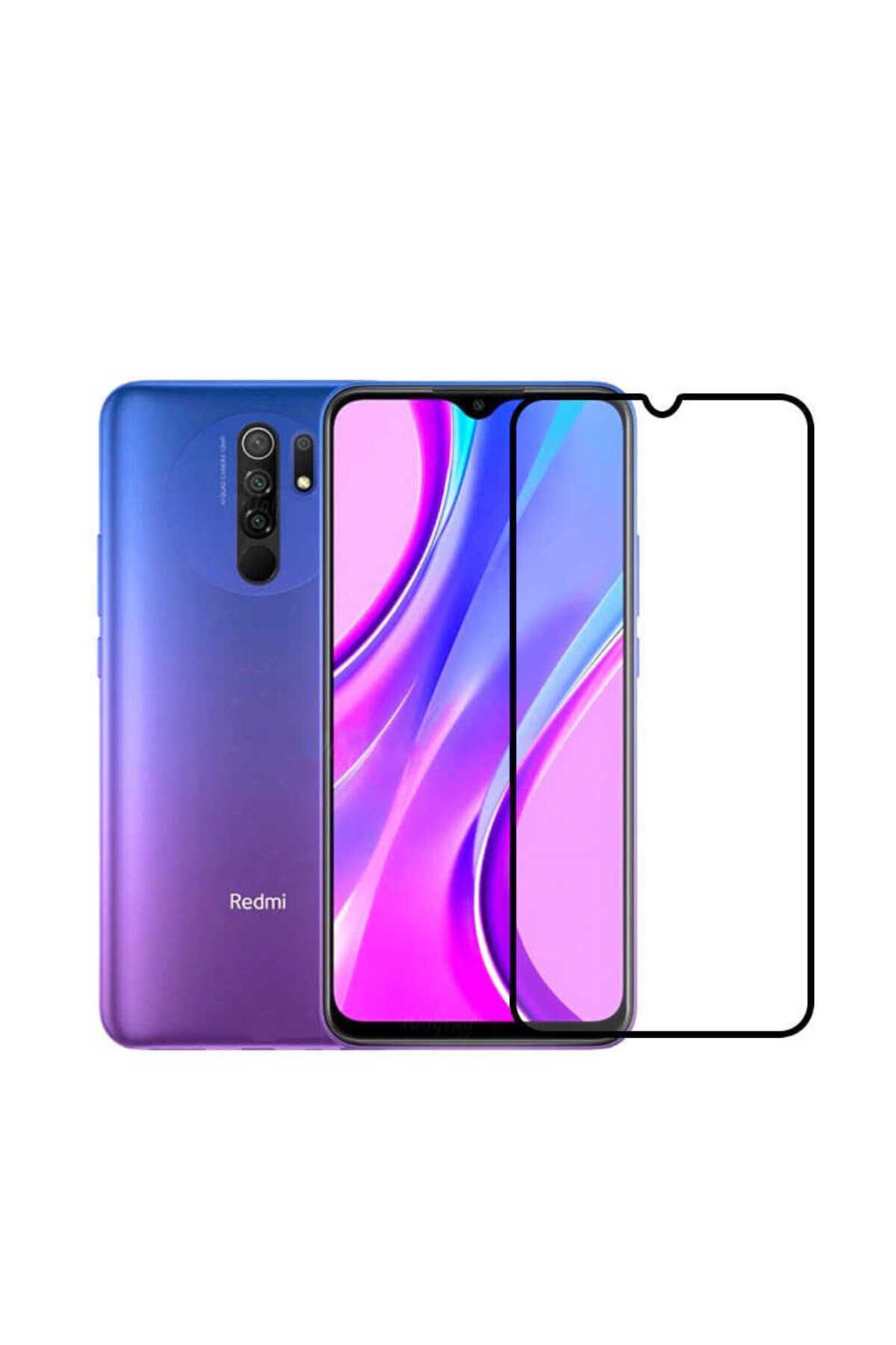 Redmi 9 Zore Kenarları Kırılmaya Dayanıklı Cam Ekran Koruyucu - Siyah