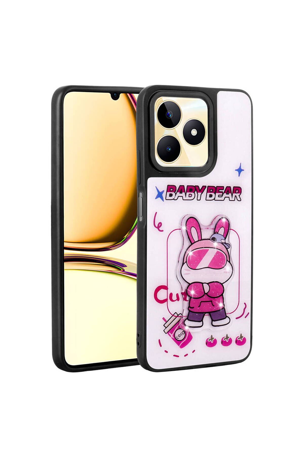 Realme C55 Kılıf Parlayan Kabartmalı İkonik Figürlü GZST Amas Silikon Kapak - Mor Mor