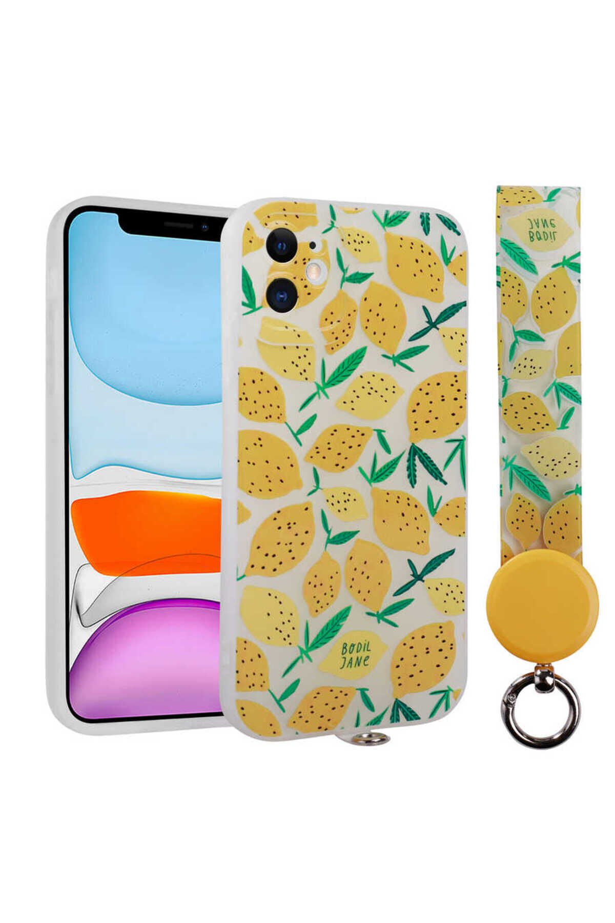 iPhone 11 Uyumlu Desenli El Askılı İpli SBT Arte Silikon Kılıf-NO7 No7