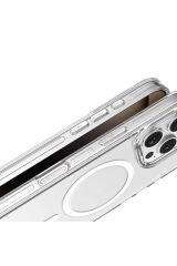 iPhone 16 Pro Kılıf Magsafe Şarj Özellikli Kamera Korumalı Zore Kripto Kapak - Şeffaf Şeffaf
