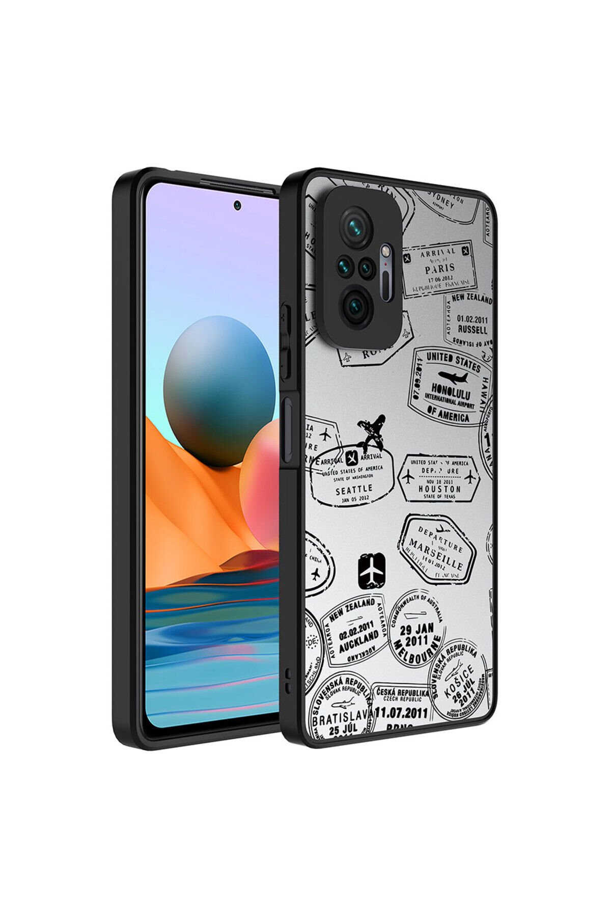 Redmi Note 10 Pro Kılıf Aynalı Desenli Kamera Korumalı Parlak BSAY Mirror Kapak - Seyahat Seyahat