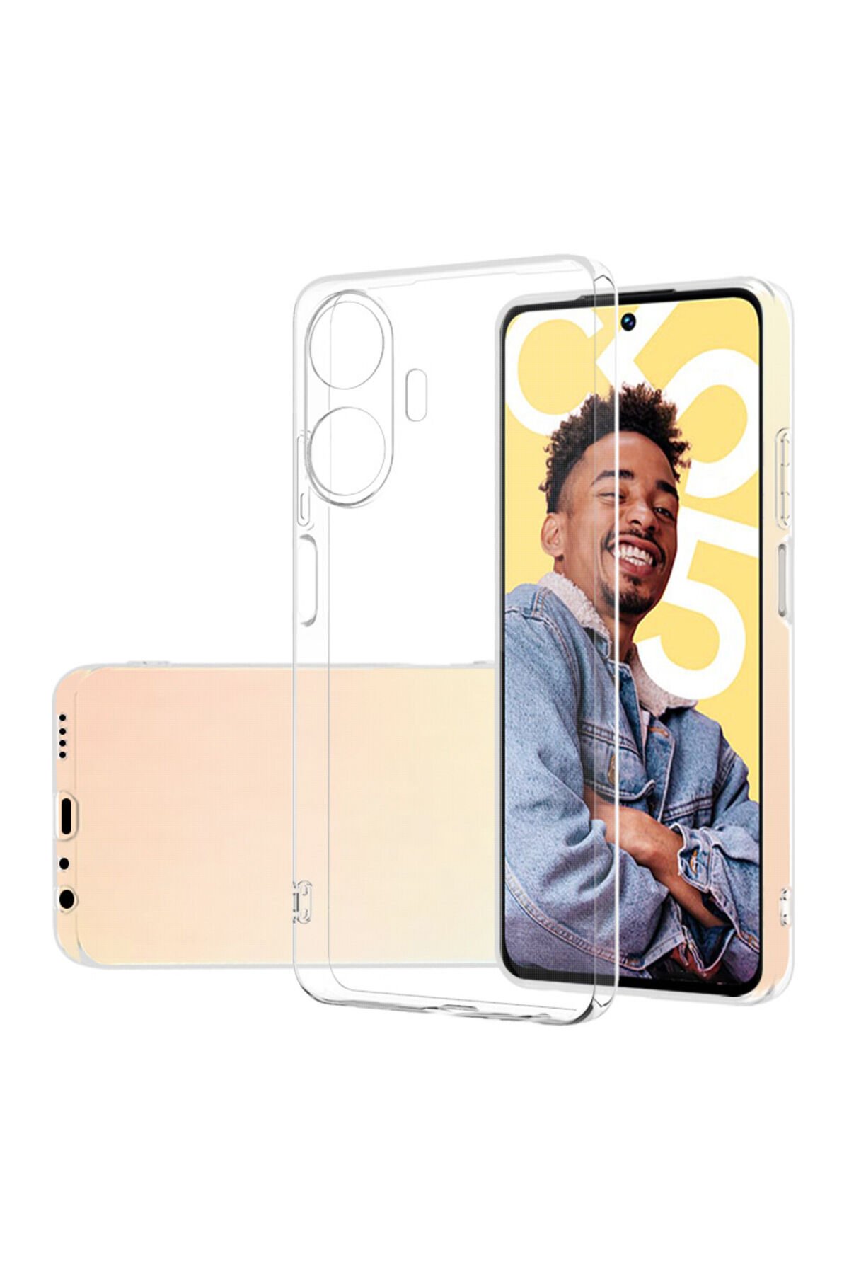 Realme C55 Kılıf GZST Süper Silikon Kapak - Renksiz