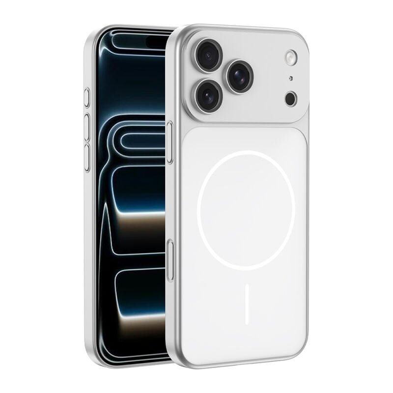 iPhone 16 Pro Kılıf Zore M-Safe Şarj Özellikli Kamera Korumalı Spark Kılıf Gümüş