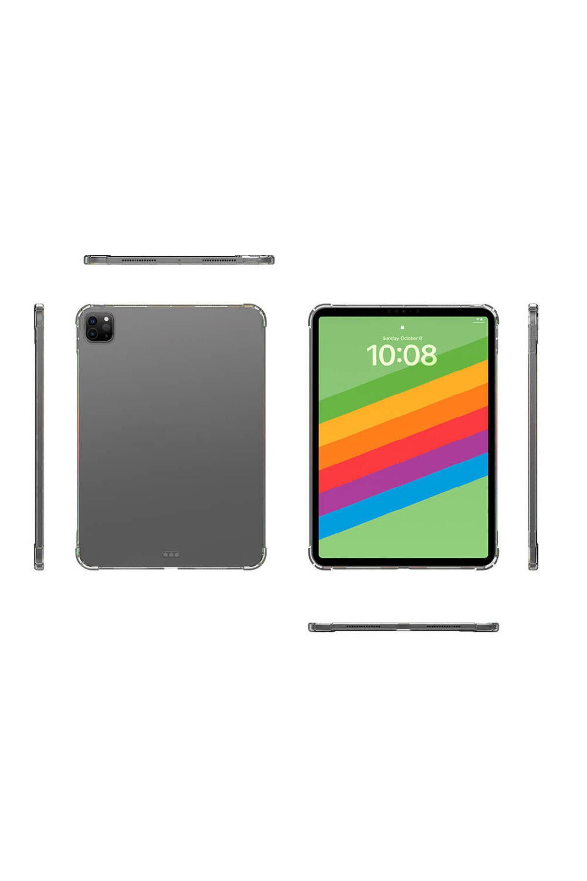 iPad Pro 11 2024 Kılıf Uyumlu ZPRB Tablet Nitro Anti Shock Silikon Kapak-Şeffaf Şeffaf