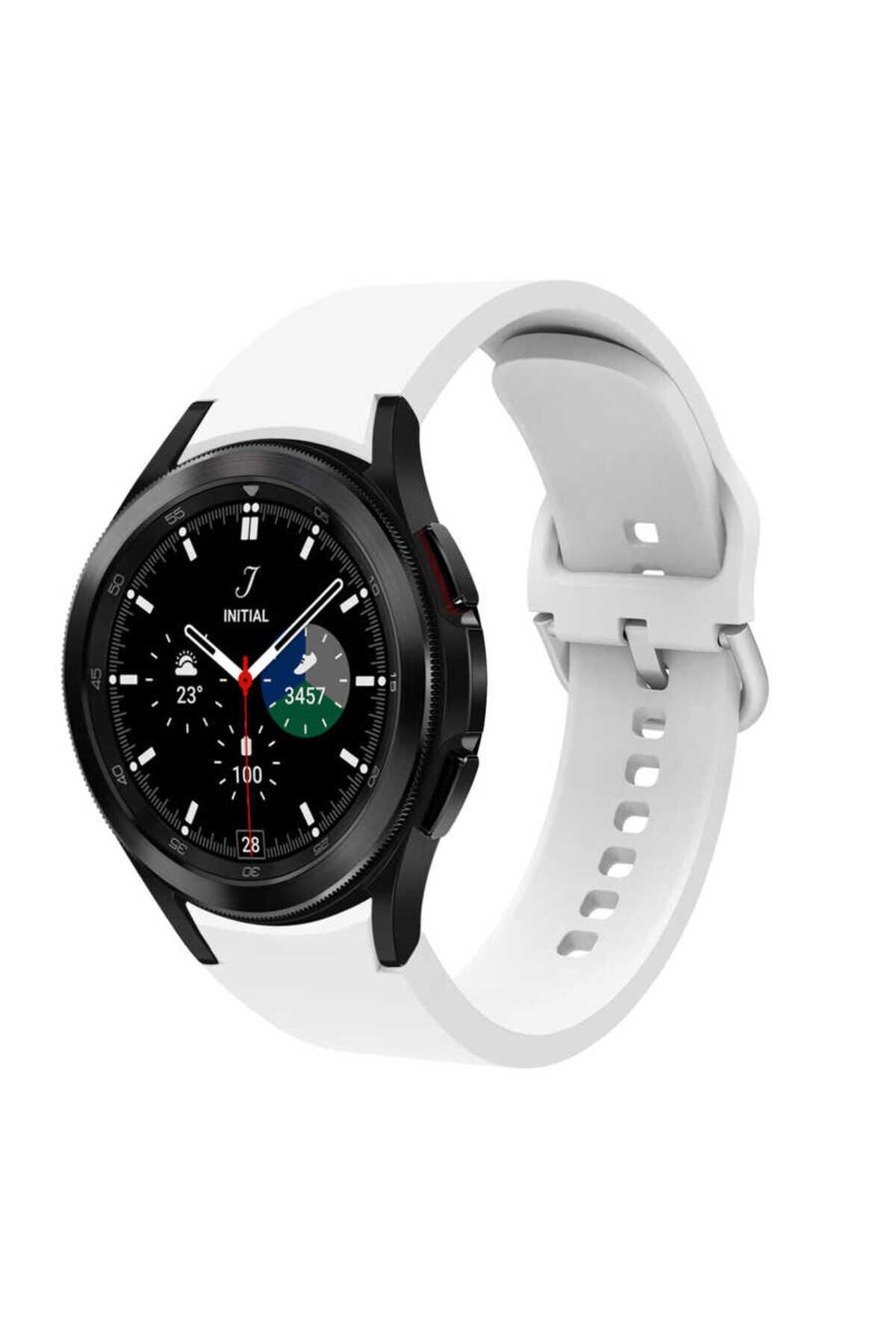 Galaxy Watch 4 Classic 42mm KRD-50 Uyumlu BSAY Kordon-Siyah Beyaz