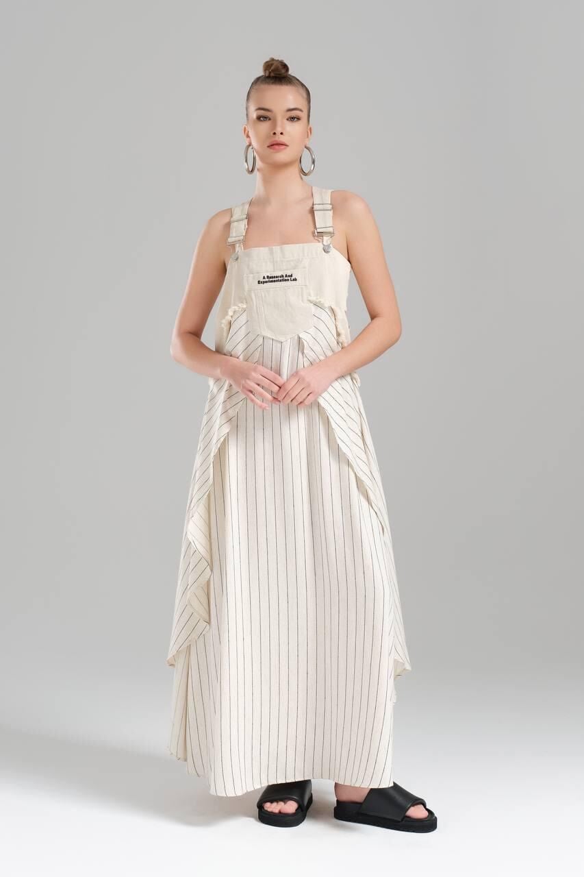 Özel Tasarım Salopet Krem - M