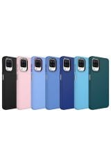 Galaxy M32 Kılıf Metal Çerçeve ve Buton Tasarımlı Silikon BSAY Luna Kapak - Lacivert Pembe