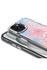 iPhone 13 Uyumlu Simli Desenli Parlak BSAY Task Kılıf-Mavi