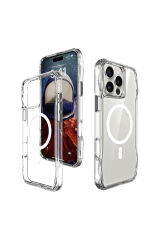 iPhone 16 Pro Max Kılıf Magsafe Şarj Özellikli AiHTTgli Şeffaf Zore İncek Kapak-Şeffaf Şeffaf