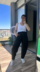 Pileli Pantolon Siyah - XL