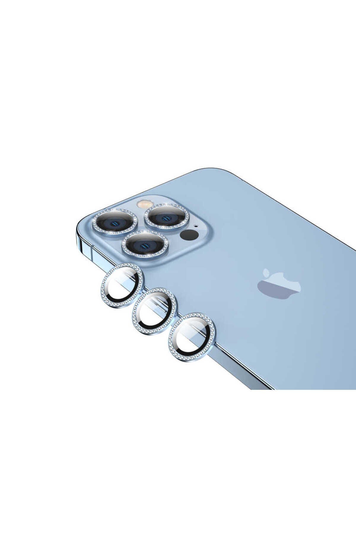 iPhone 13 Pro Max Uyumlu BSAY CL-06 Kamera Koruyucu-Kırmızı Mavi