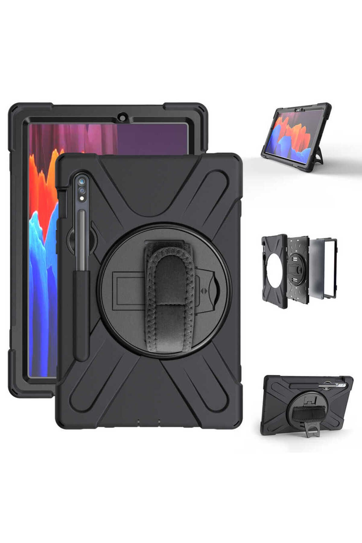 Galaxy Tab S7 T870 Kılıf Uyumlu BSAY Defender Tablet Silikon-Siyah