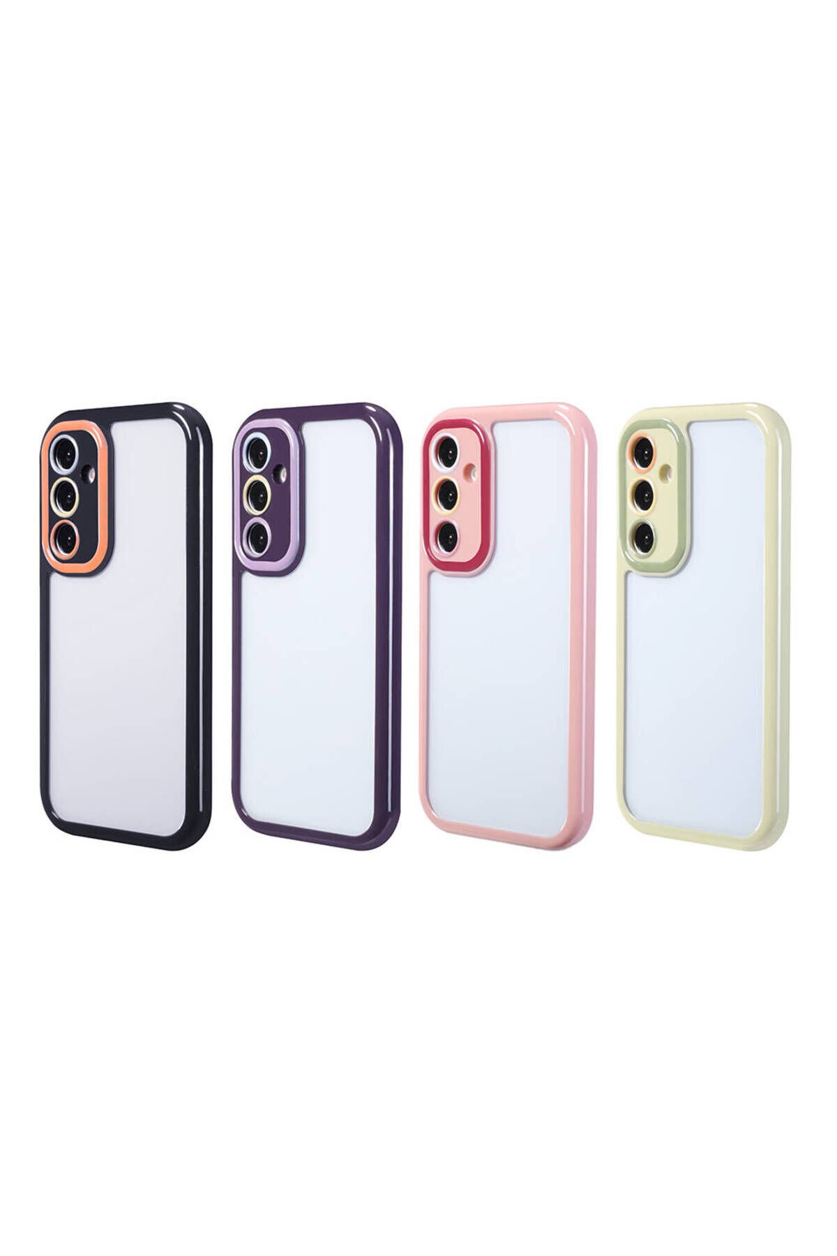 Galaxy A54 Kılıf Kamera Korumalı Renkli Kenar ve Çerçeve Tasarımlı STSR Vitamin Kapak-Mürdüm Mürdüm