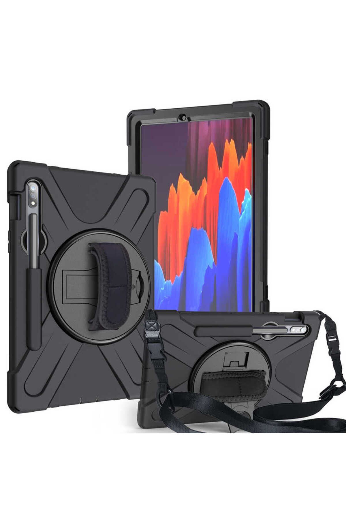 Galaxy Tab S7 Plus T970 Kılıf Uyumlu BSAY Defender Tablet Silikon-Siyah