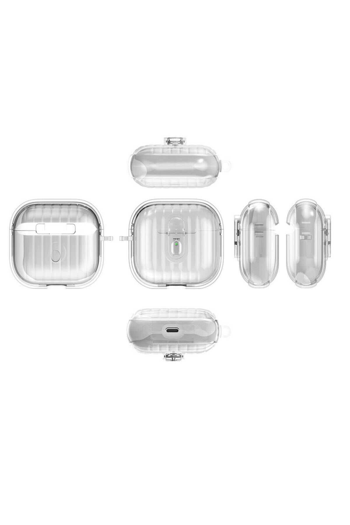 Air-Pods 4 Kılıf Kenarları Renkli Şeffaf Dilimli Silikon BSAY Airbag 40 Kılıf-Şeffaf Şeffaf