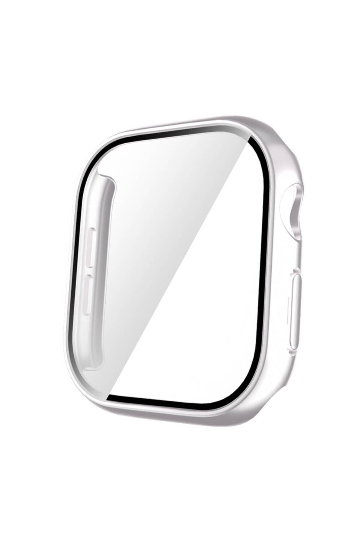 Watch 10 42mm Sert PC Kasa ve Ekran Koruyucu BSAY Watch Gard 35 - Beyaz Gümüş