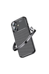 iPhone 16 Plus Uyumlu NXAR Negro Silikon Kapak-Siyah Siyah