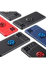 Galaxy M22 Kılıf ATA Ravel Silikon Kapak - Siyah-Rose Gold Siyah-Rose Gold