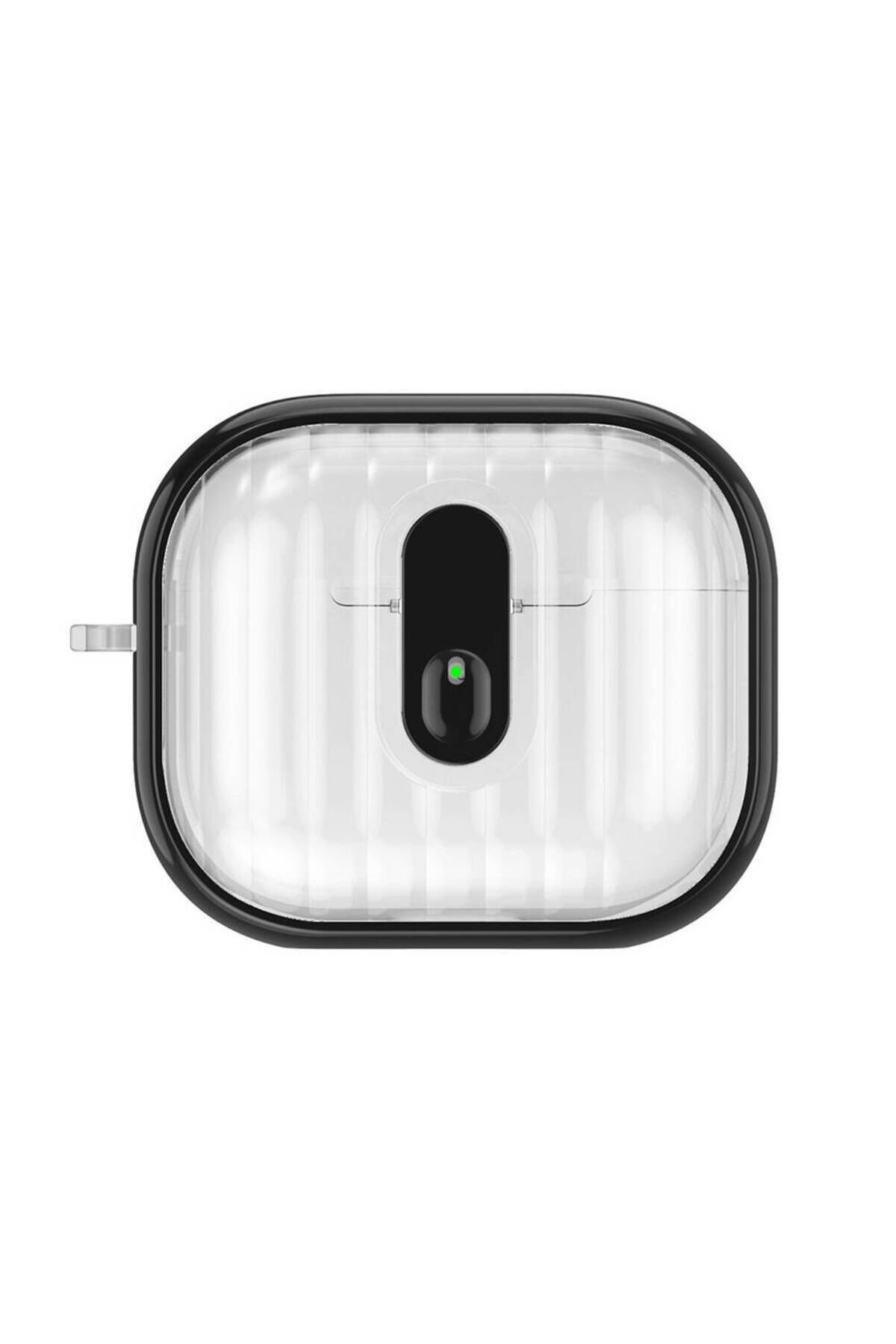 Air-Pods 4 Kılıf Kenarları Renkli Şeffaf Dilimli Silikon BSAY Airbag 40 Kılıf-Şeffaf Siyah