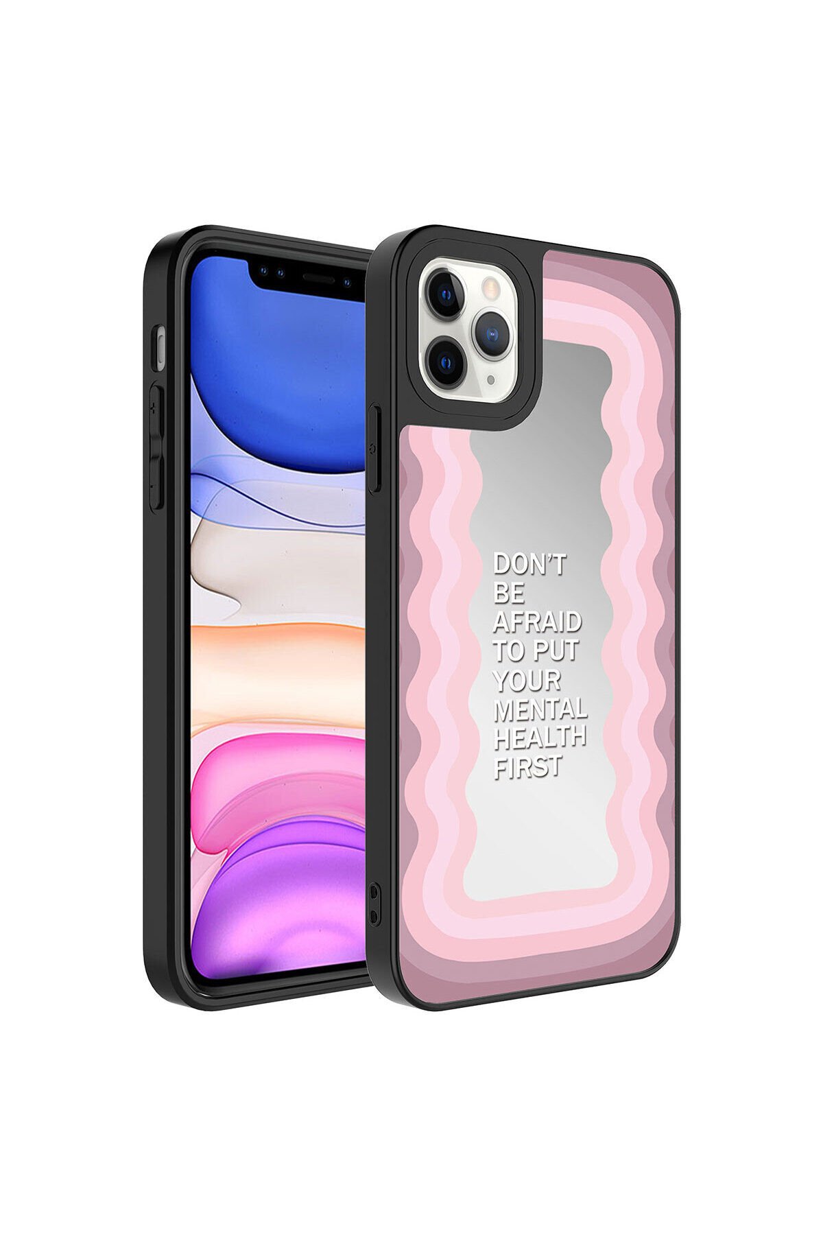 iPhone 11 Pro Uyumlu Aynalı Desenli Kamera Korumalı Parlak BSAY Mirror Kılıf-Love Ayna