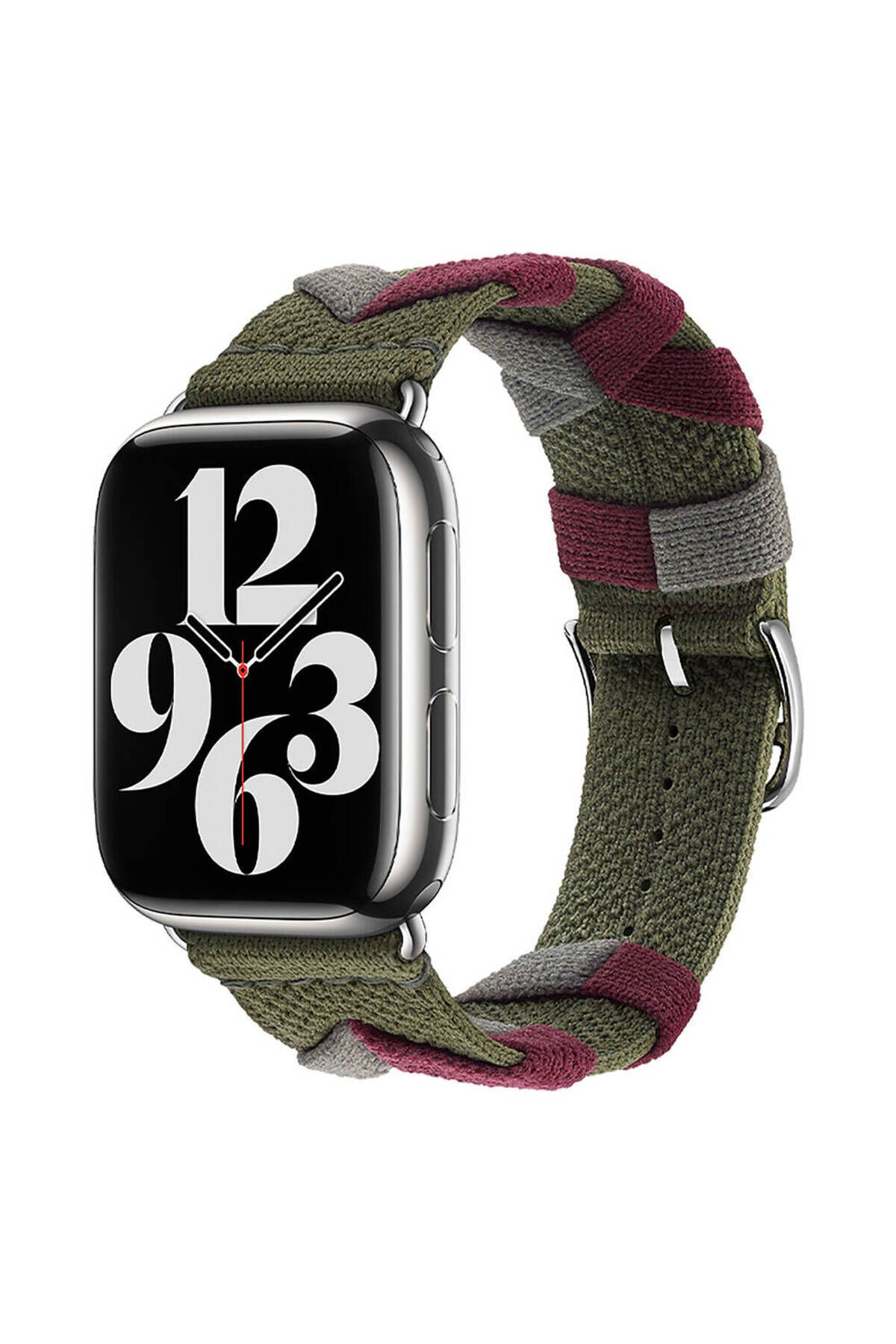 Watch 44mm Uyumlu BSAY- KRD-97 Sarmal Örgü Tasarımlı Kordon-Haki Haki
