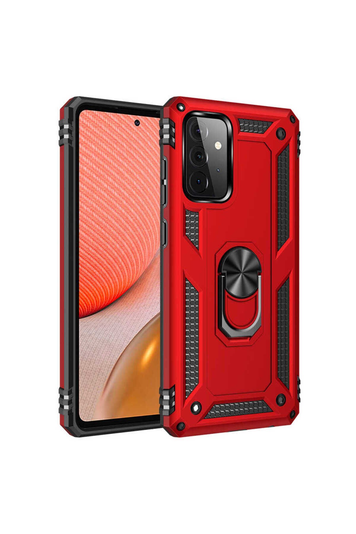 Galaxy A72 Kılıf BSAY Vega Kapak - Siyah Kırmızı