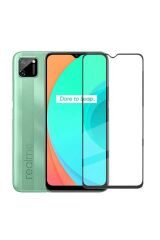Realme C11 Zore Kenarları Kırılmaya Dayanıklı Cam Ekran Koruyucu - Siyah