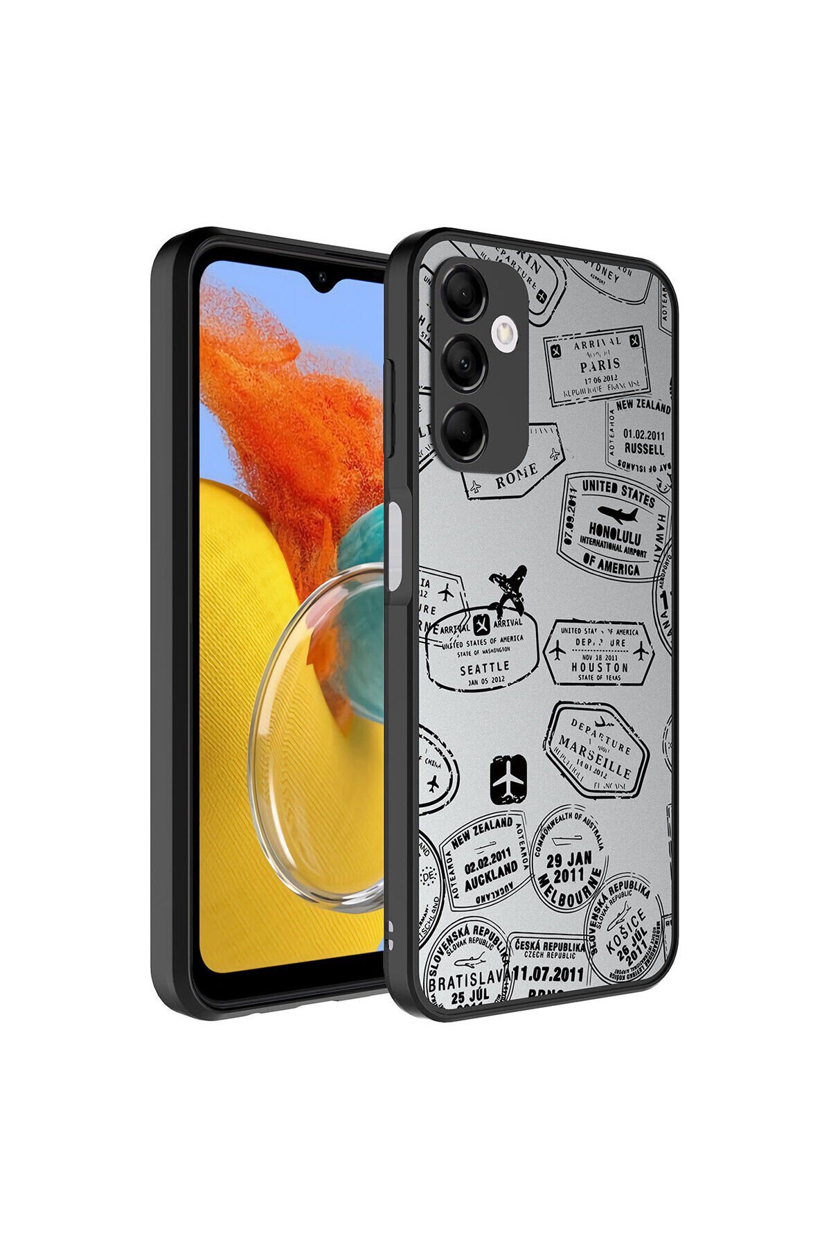 Galaxy M14 Kılıf Aynalı Desenli Kamera Korumalı Parlak BSAY Mirror Kapak - Pati Seyahat