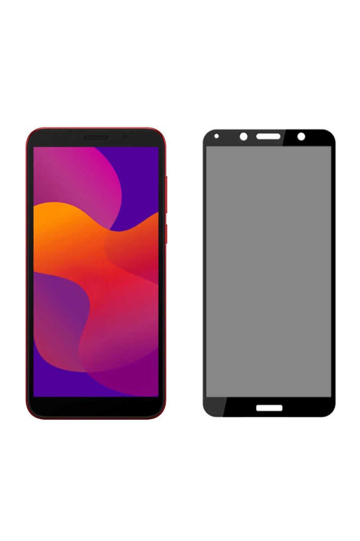 Huawei Y5P Zore New 5D Privacy Temperli Ekran Koruyucu - Siyah