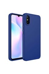 Redmi 9A Kılıf Metal Çerçeve ve Buton Tasarımlı Silikon SBT Luna Kapak - Lacivert Lacivert