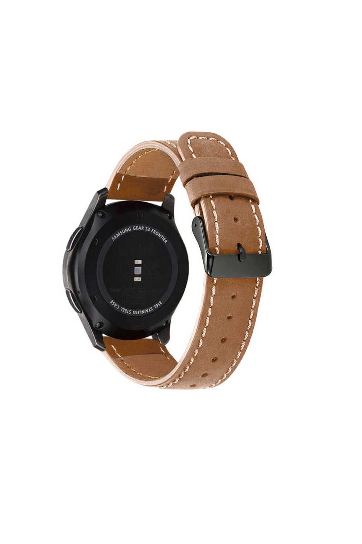 Huawei Watch GT 3 46mm Uyumlu KRD-29 Deri BSAY Kordon-Kahverengi Kahverengi