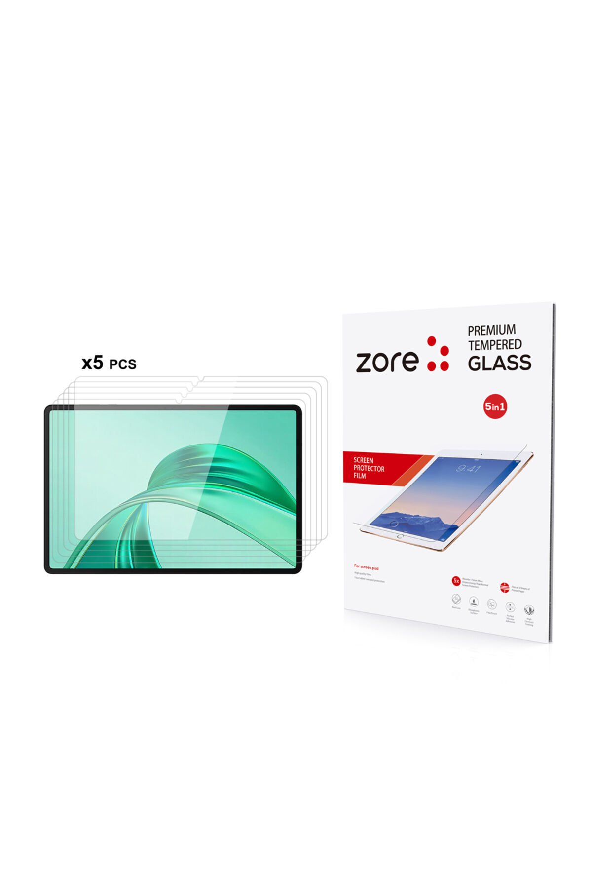 Honor Pad X8A Uyumlu BSAY 5in1 Tablet Temperli Cam Ekran Koruyucu-Şeffaf Şeffaf