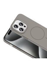 iPhone 15 Pro Max Kılıf Magsafe Şarj Özellikli BSAY Ruby Silikon Kapak - Mürdüm