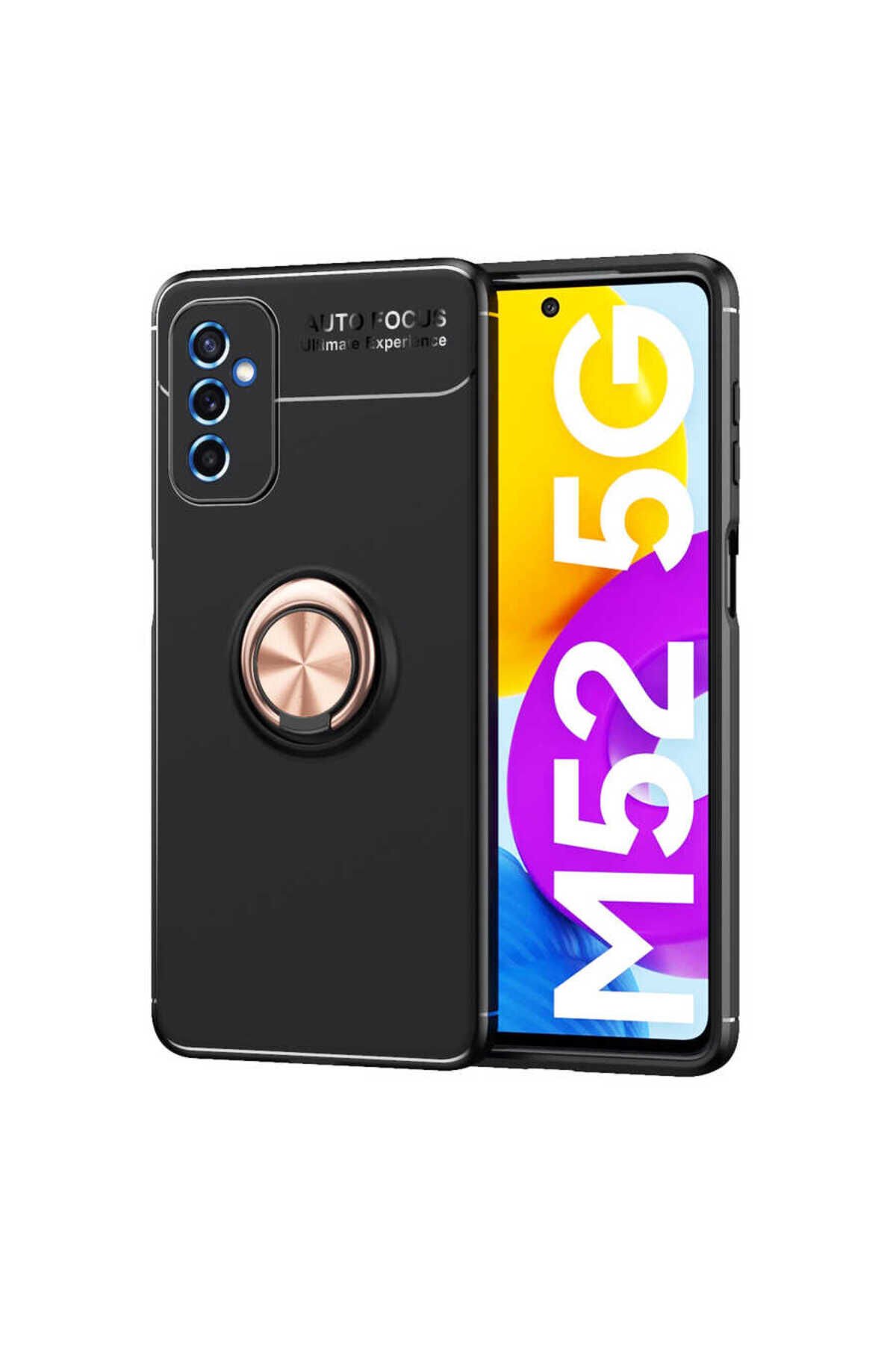 Galaxy M52 Kılıf SBT Ravel Silikon Kapak - Siyah-Rose Gold Siyah-Rose Gold