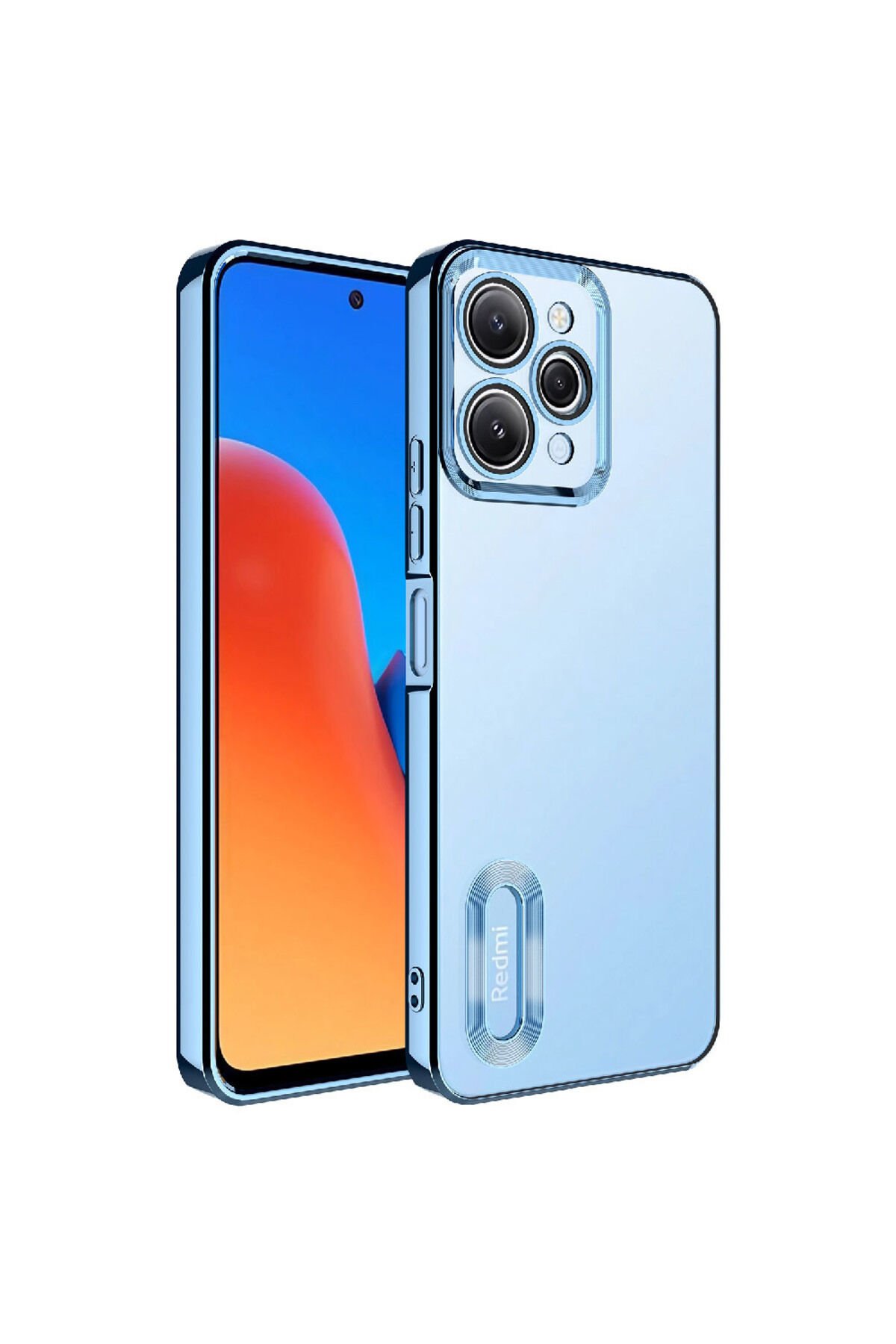 Redmi 12 4G Kılıf Kamera Korumalı Logo Gösteren N7TH Omega Kapak - Sierra Mavi Sierra Mavi