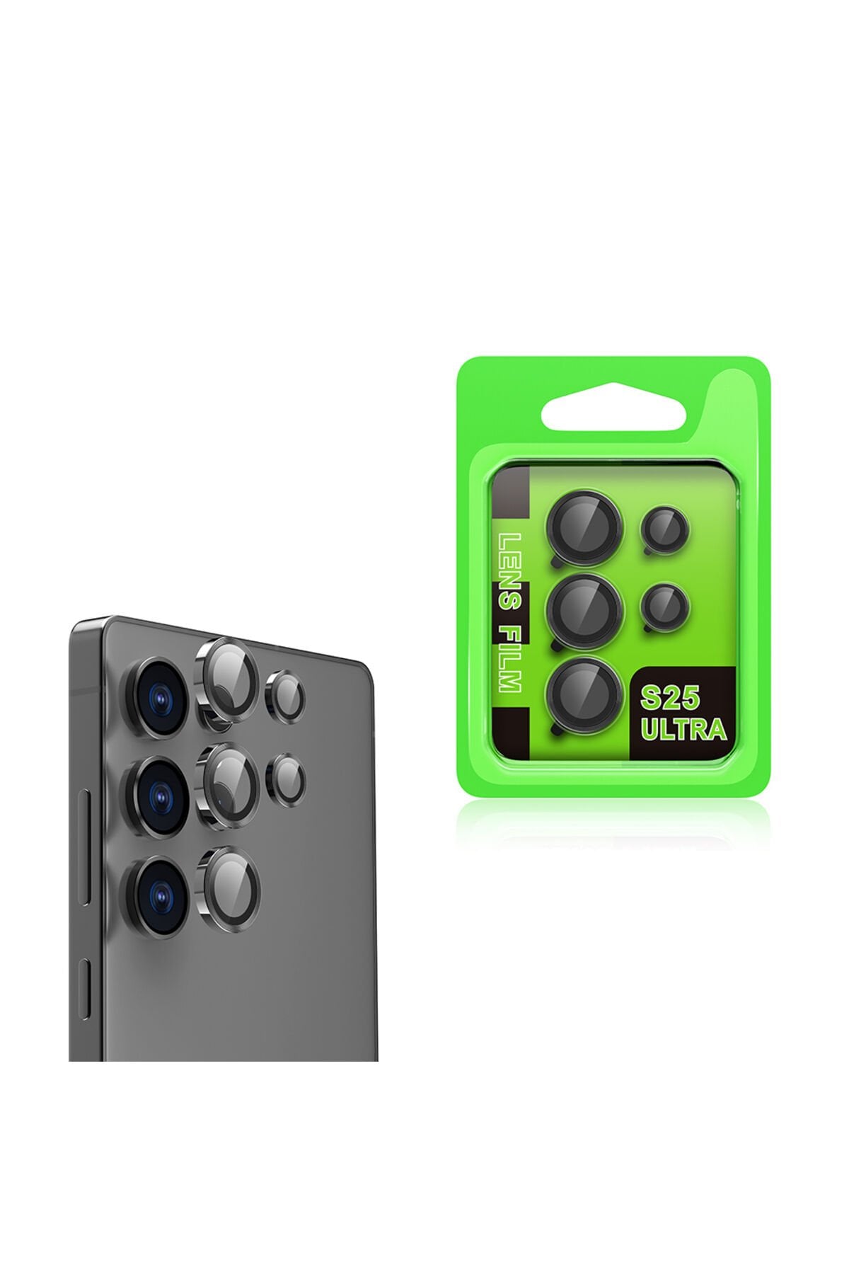 Galaxy S25 Ultra BSAY CL-07 Kamera Lens Koruyucu-Gümüş Siyah