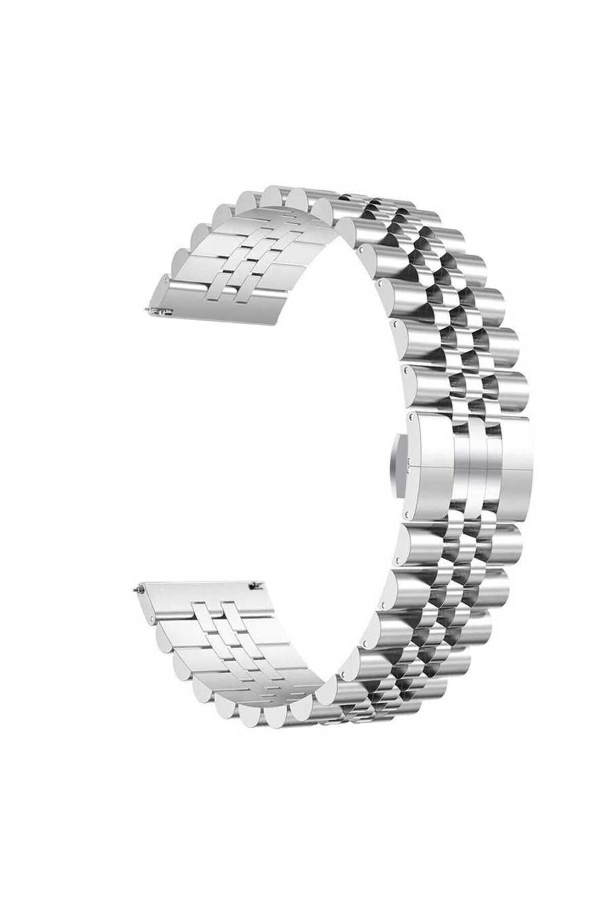 Huawei Watch GT 3 46mm Uyumlu KRD-36 Metal BSAY Kordon-Siyah Gümüş