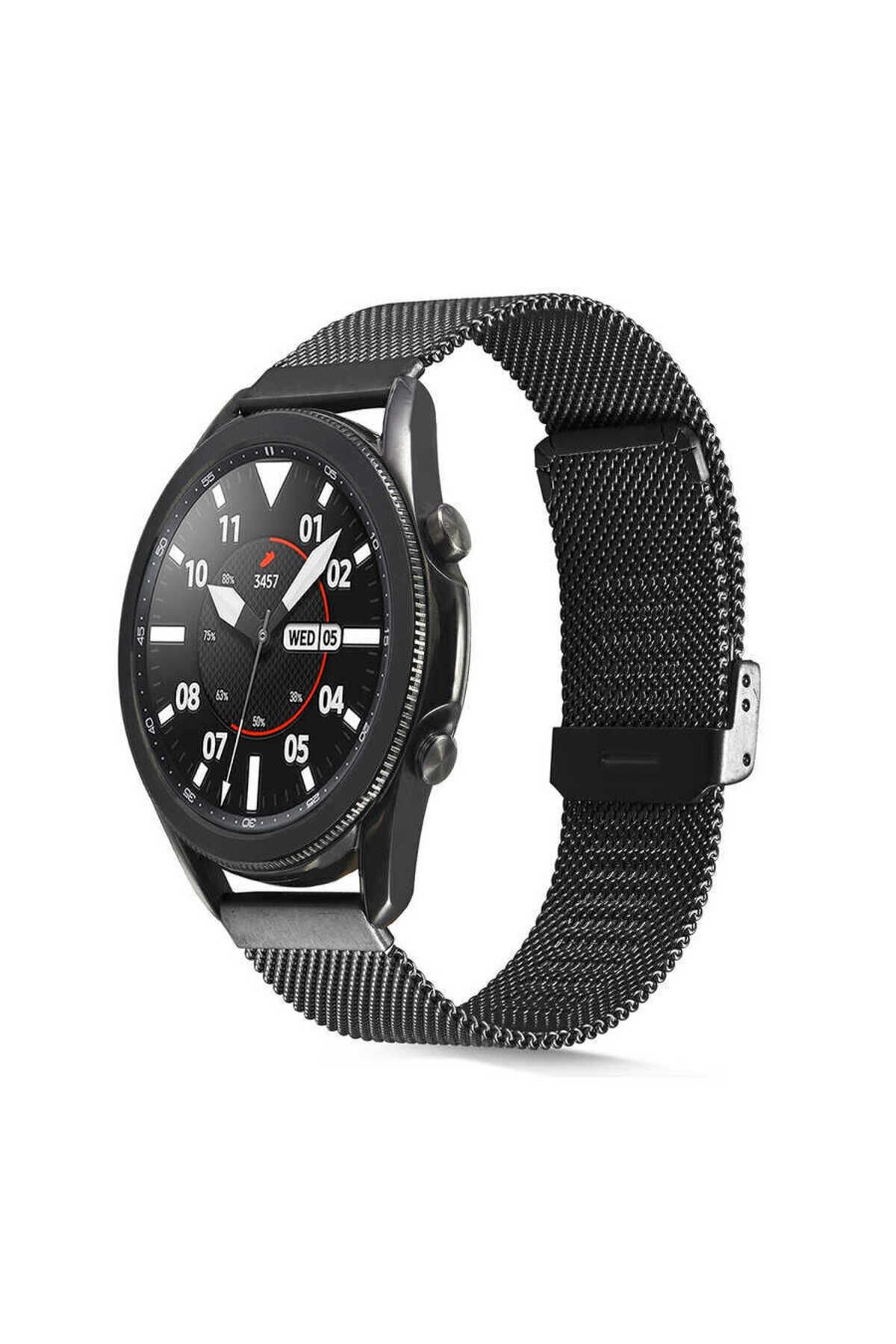 Huawei Watch GT 3 46mm Uyumlu KRD-45 Metal BSAY Kordon-Siyah Siyah