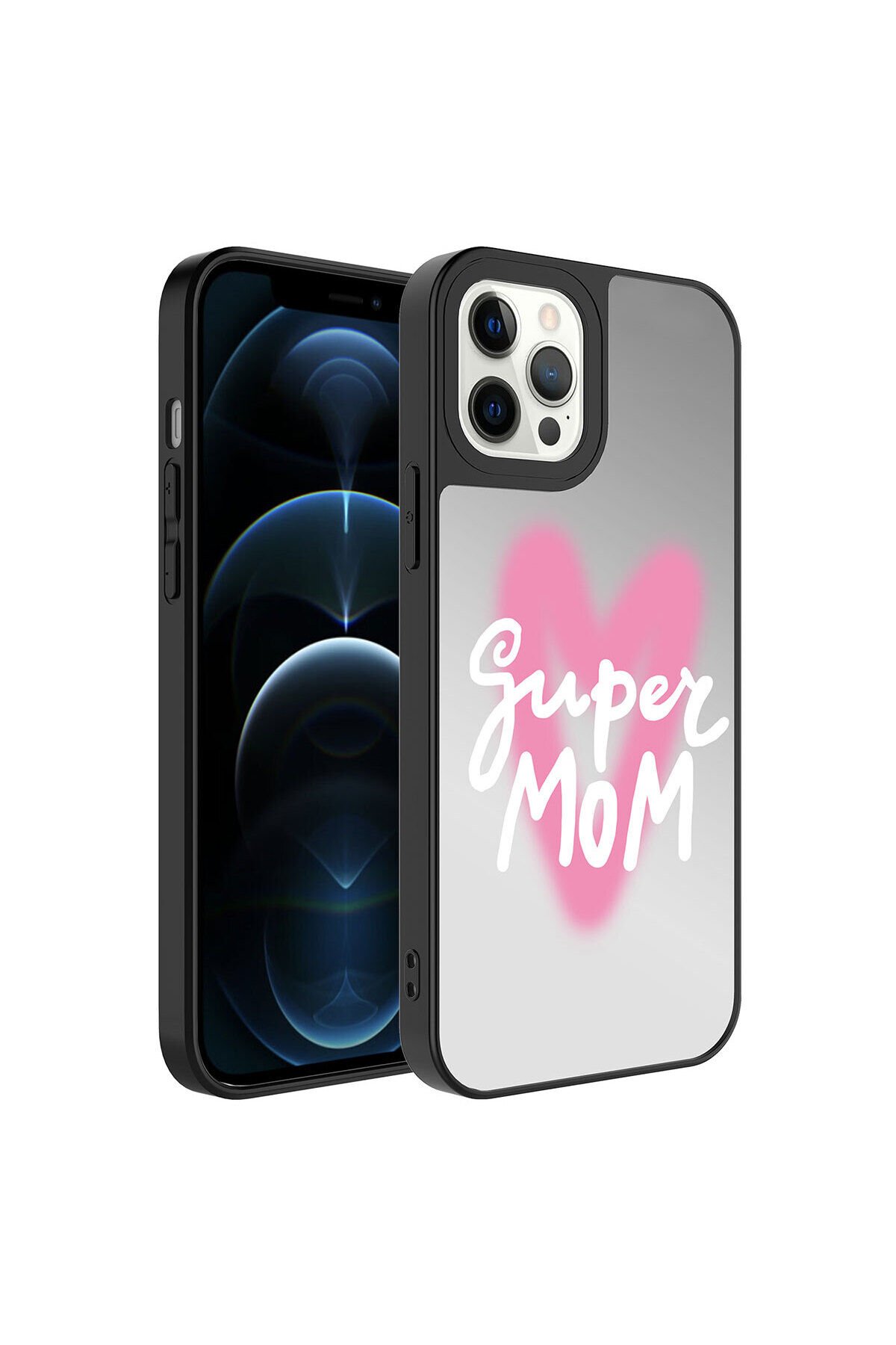 iPhone 12 Pro Uyumlu Aynalı Desenli Kamera Korumalı Parlak BSAY Mirror Kılıf-NSMi Süper Anne