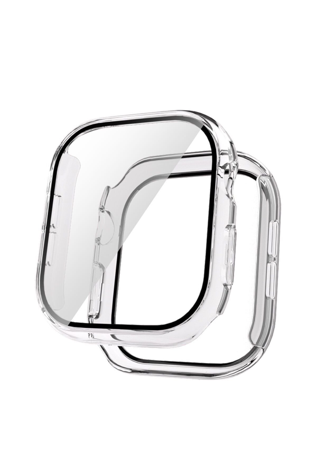 Watch 10 46mm Sert PC Kasa Electroplatink Çerçeveli Ekran Koruyucu BSAY Watch Gard 36 - Gümüş Şeffaf