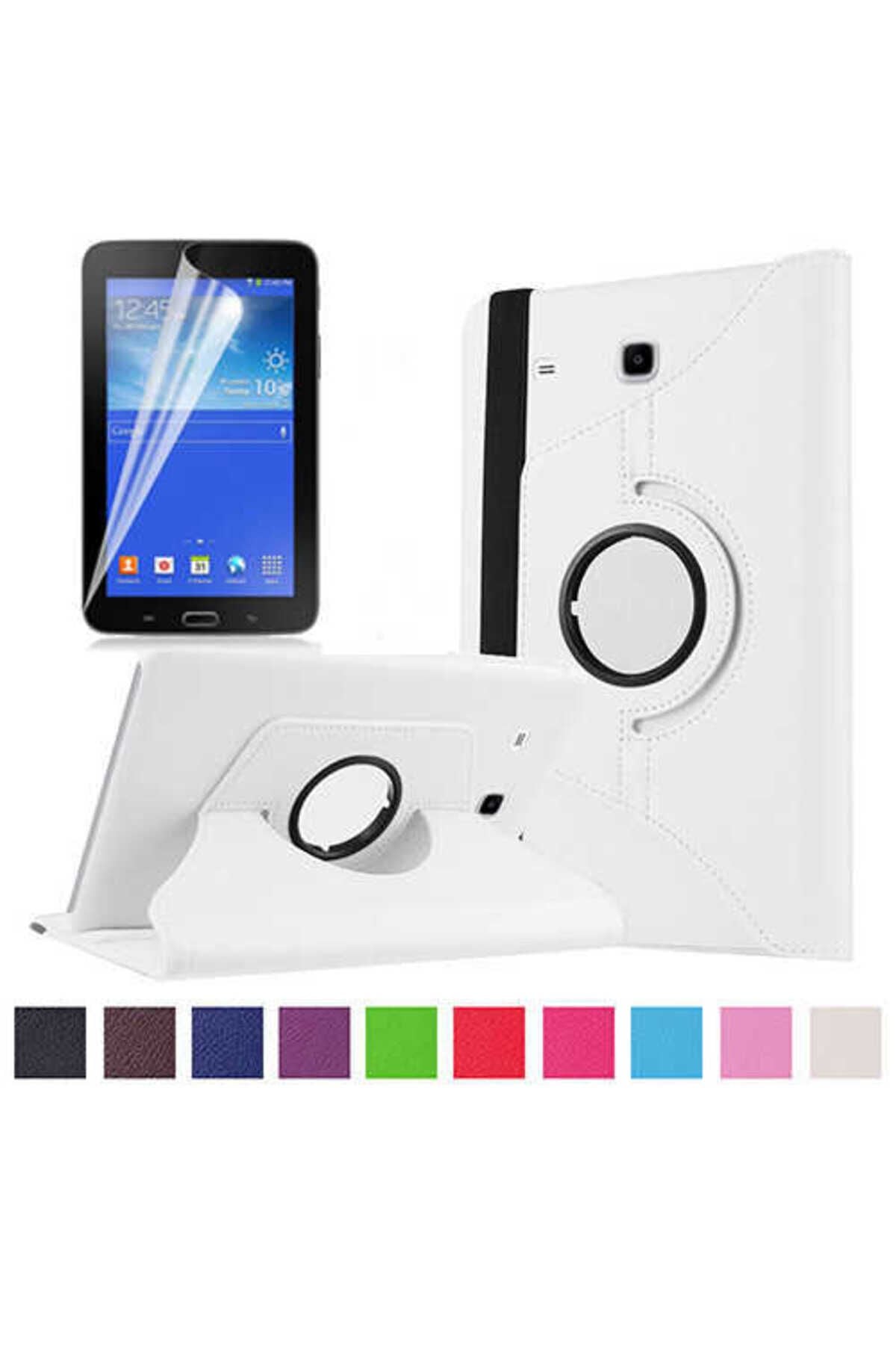 Galaxy Tab 3 Lite 7.0 T110 Uyumlu BSAY Dönebilen Standlı Kılıf-Mavi Beyaz