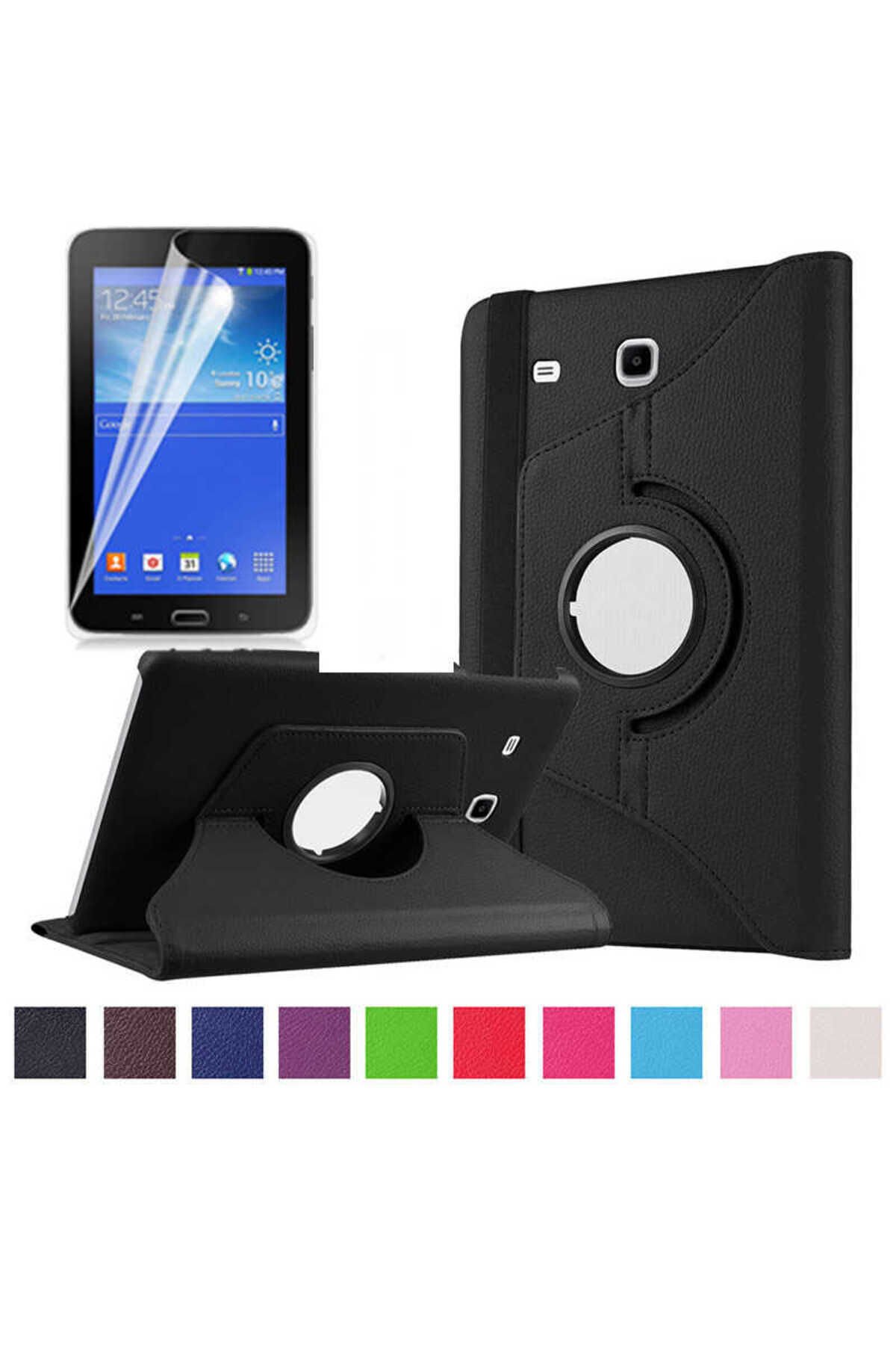 Galaxy Tab 3 Lite 7.0 T110 Uyumlu BSAY Dönebilen Standlı Kılıf-Mavi Siyah