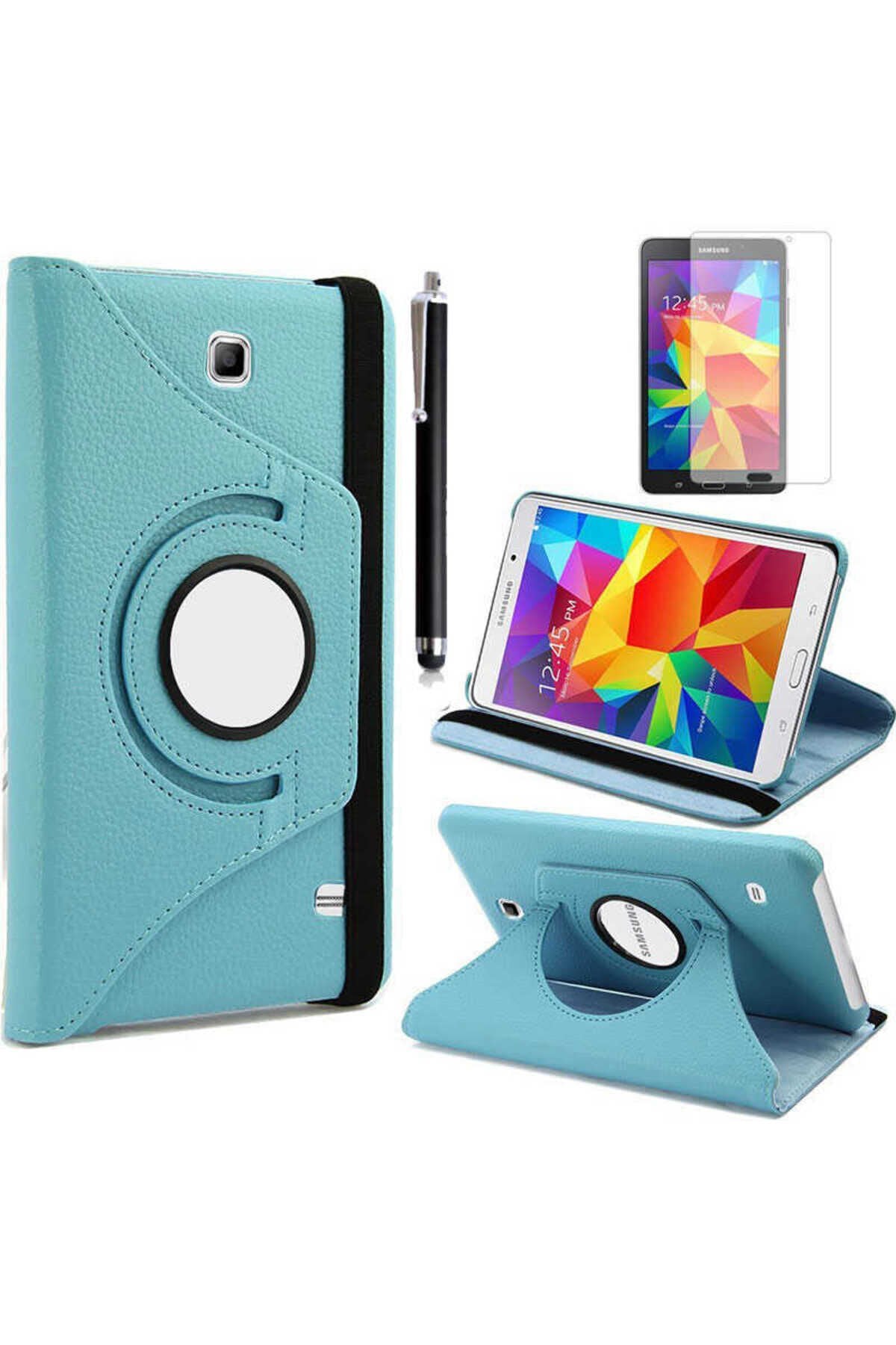 Galaxy Tab 4 7.0 T230 Uyumlu BSAY Dönebilen Standlı Kılıf-Mavi Mavi