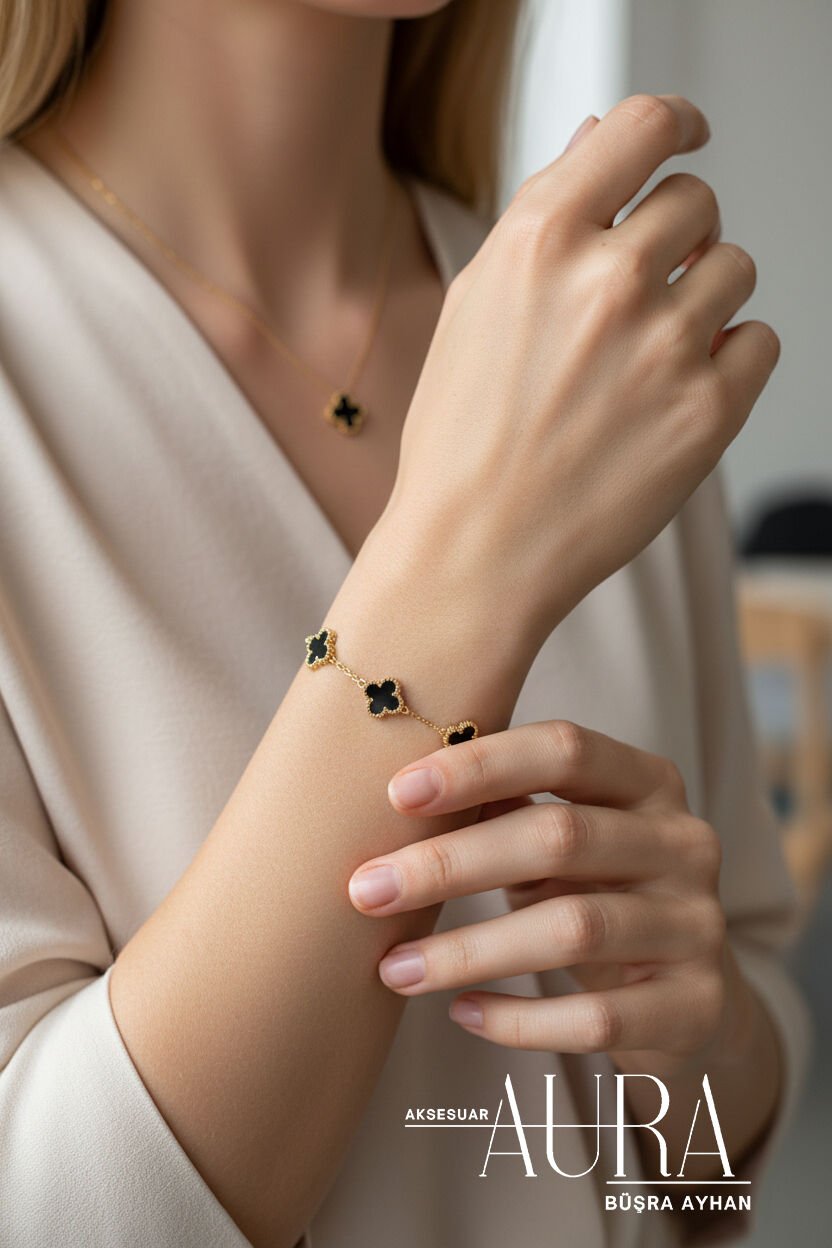 YONCA ÇELİK BİLEKLİK Siyah