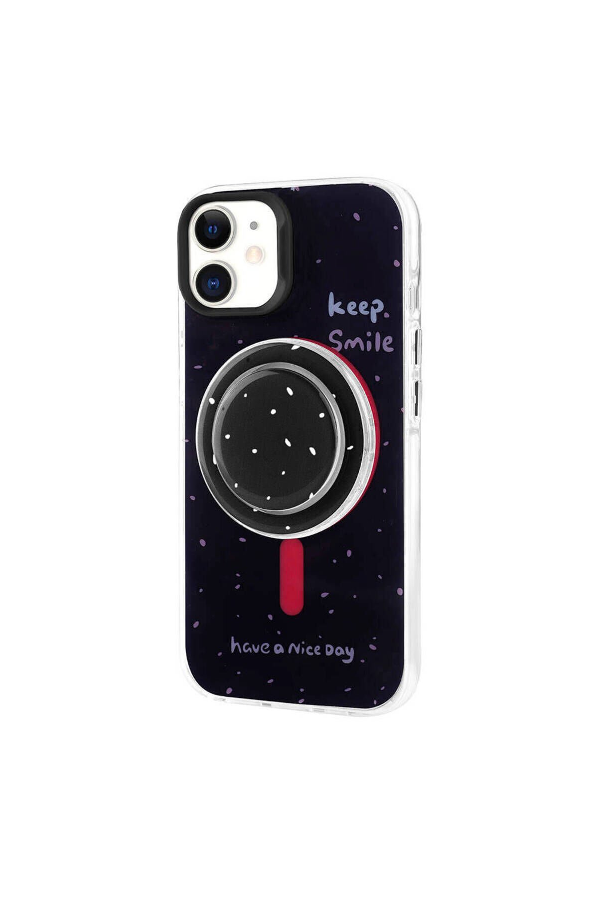 iPhone 11 BSAY Magsafe Şarj Özellikli Tak-Çıkar Pop Soketli BSAY Tiktok Kılıf-Mavi Siyah